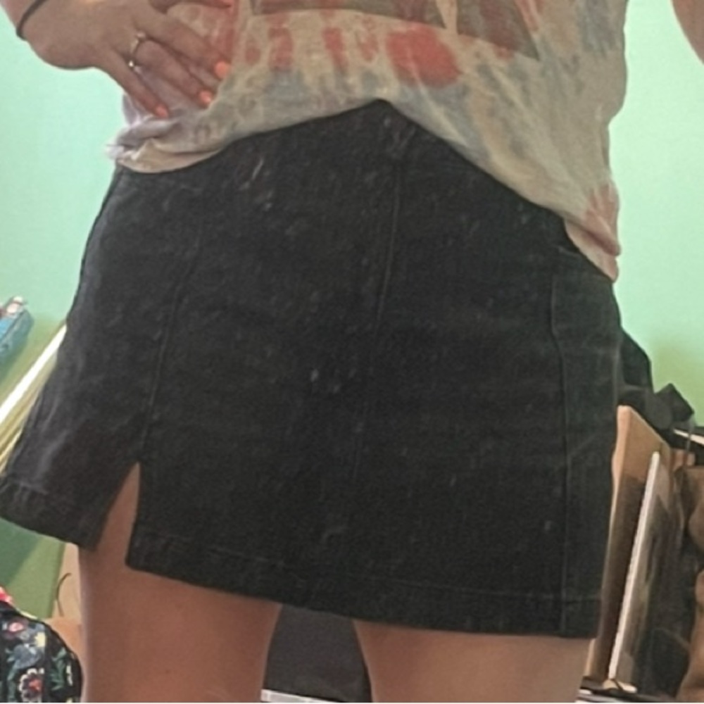 Classic Black Denim Skirt